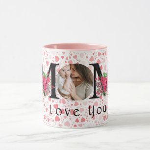 Lindo EU AMO VOCÊ MÃE Caneca de Café de Foto do Di