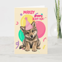 Lindo Filhote de Lobo, Cartão de Aniversário de Me