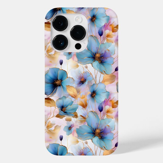 Lindo Flores Azuis Pastel de Álcool (Verso)