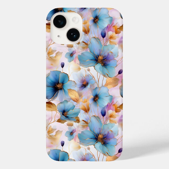 Lindo Flores Azuis Pastel de Álcool (Verso)