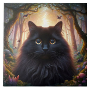 Lindo Gato Preto Fofo com Olhos Dourados