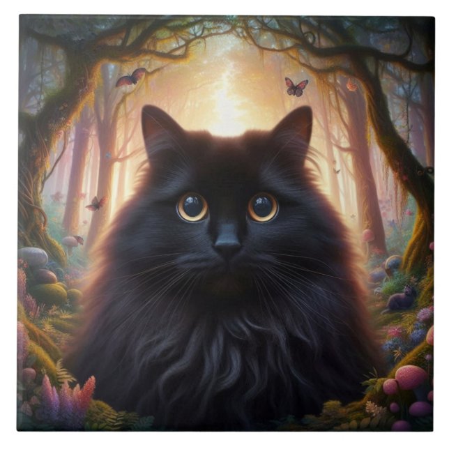 Lindo Gato Preto Fofo com Olhos Dourados (Frente)