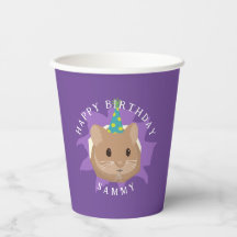 Lindo hamster de aniversário espiando pelo buraco