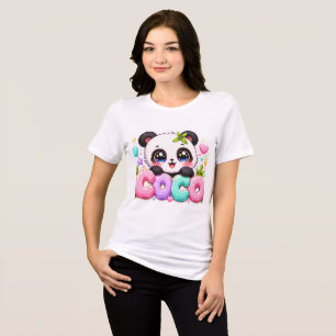 Lindo Kawaii Coco Panda Nome Pastel Rosa Brilhante