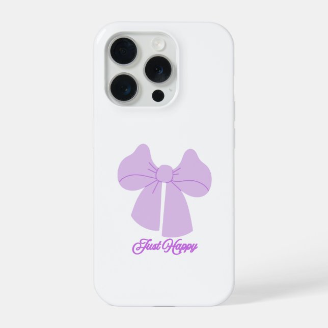 Lindo Laço Roxo Apenas Feliz Estético iPhone 15 Pr (Verso)