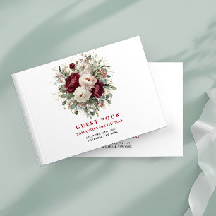 Lindo Livro de Visitas Floral Boho Borgonha