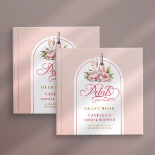 Lindo livro de visitas prosecco com pétalas cor-de