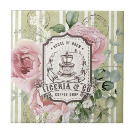 Lindo logotipo de café retrô shabby chic francês