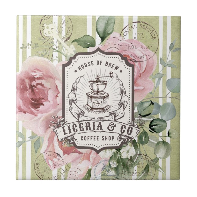 Lindo logotipo de café retrô shabby chic francês (Frente)