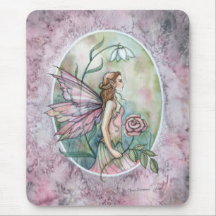 Lindo Mousepad de Arte de Fantasia com Rosa Rosa