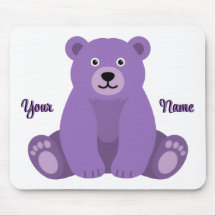 Lindo Mousepad Personalizado de Urso Roxo Fofo Kaw