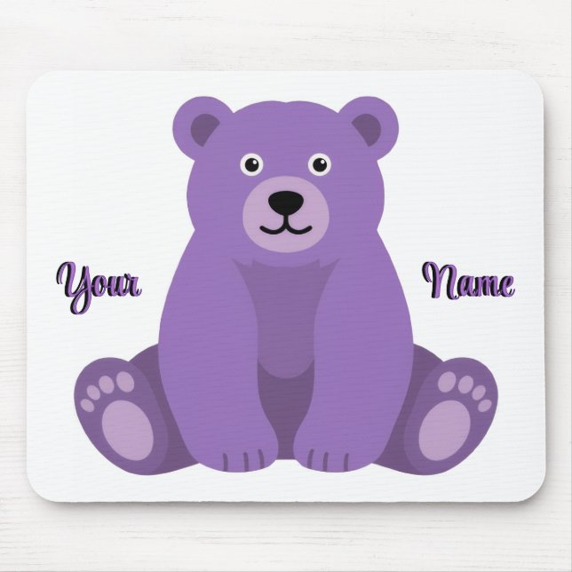 Lindo Mousepad Personalizado de Urso Roxo Fofo Kaw (Frente)