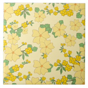Lindo padrão floral amarelo pastel,