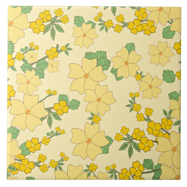 Lindo padrão floral amarelo pastel, (Frente)
