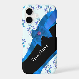 Lindo padrão floral de flores azul vintage