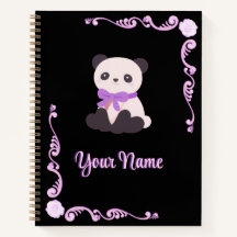Lindo Panda Rosa Arco Roxo Borda Rosa Escura
