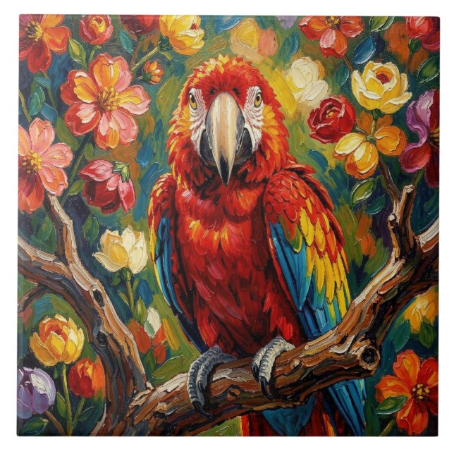 Lindo Papagaio Arara em Impasto  (Frente)