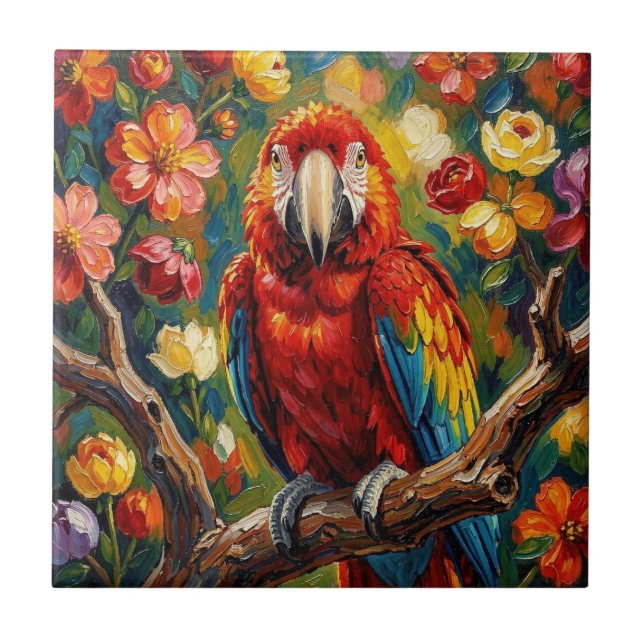 Lindo Papagaio Arara em Impasto  (Frente)