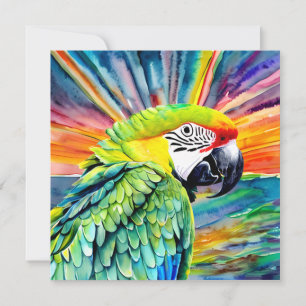 Lindo Papagaio Verde em Estilo Aquarela Gerado por