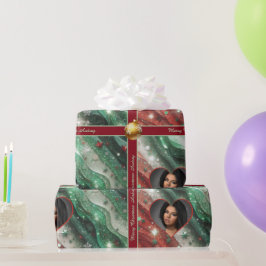 Lindo Papel de Presente de Natal com Foto da Famíl