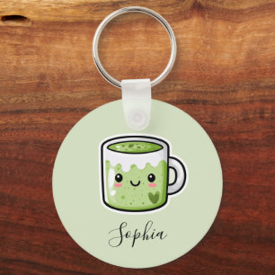 Lindo Porta-Chaves Personalizado de Matcha de Duas