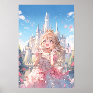 Lindo Poster da Princesa do Anime no Castelo de Co