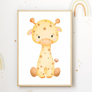 Lindo Poster de Berçário de Girafa Decoração de Qu
