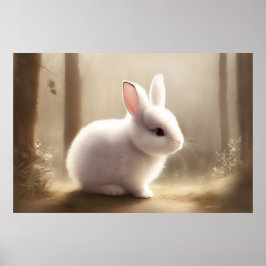 Lindo pôster de coelhinho bebê em aquarela