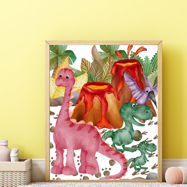 Lindo Poster de Dinosaurio Vermelho para Berçário (Criador carregado)