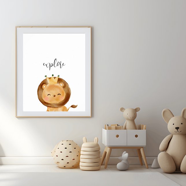 Lindo Poster de Leãozinho Explorando a Creche (Criador carregado)