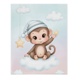 Lindo pôster de parede de macaco para berçário
