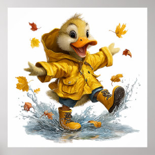Lindo Poster de Pato em Dia Chuvoso Adorável Pat
