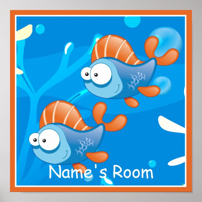 Lindo Poster de Peixes Aquáticos para Quarto de Cr (Frente)