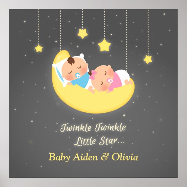 Lindo pôster dos gêmeos Twinkle Twinkle Little Sta (Frente)