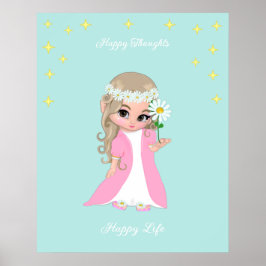Lindo Poster Motivacional da Fada Feliz com Estrel