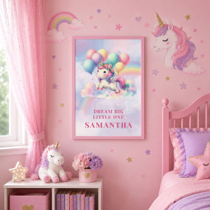Lindo Quadro de Canvas de Unicórnio com Arco-íris