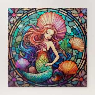 Lindo quebra-cabeça de Sereia de Vidro Tropical