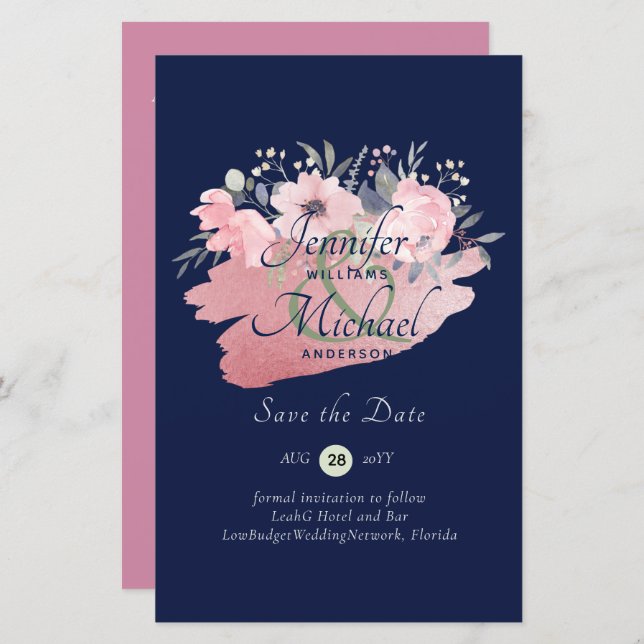 Lindo Rosa Menina Dourado Economiza Datas Orçament (Frente/Verso)