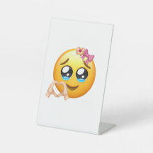 Lindo Sinal de Mesa com Emoji Sorridente para Escr