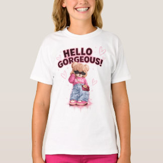Lindo Urso de Pelúcia da Moda Olá Linda Camiseta I