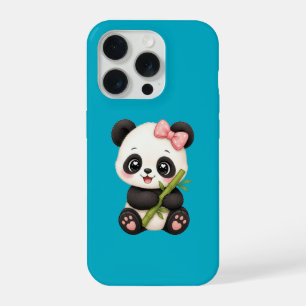 Lindo Urso Panda com Laço Rosa e Capinha de Telefo