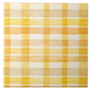 Lindo Xadrez Amarelo e Laranja em Aquarela