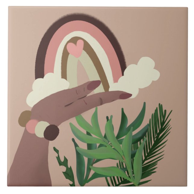 Lindos Arco-íris Naturais Folhas Verde Feminino Mã (Frente)