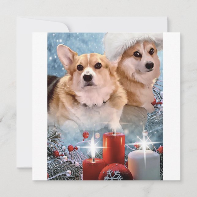 Lindos cartões de Natal dos Pembroke Welsh Corgis (Frente)