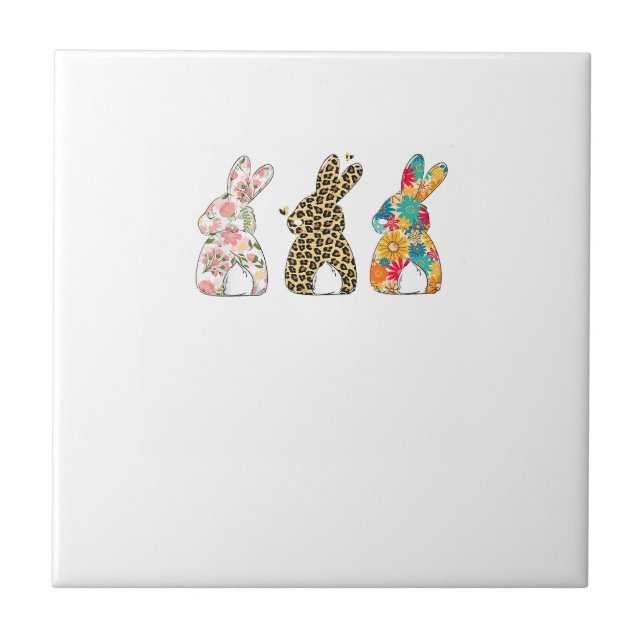 Lindos Coelhinhos de Páscoa Leopardo Bunny e Flor  (Frente)