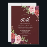 Lindos Flores de Borgonha 60º Convite de Aniversár<br><div class="desc">Lindos Flores Burgundy 60º Aniversário Convidam Ver coleção correspondente em Niche e Nest Store</div>