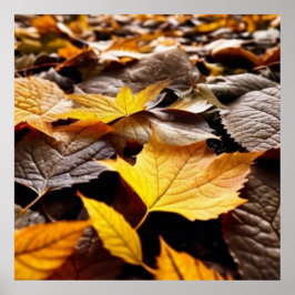 Lindos folhetos de outono no chão poster 4