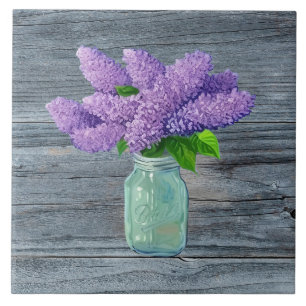 Lindos Lilases Em Rustic Mason Jar