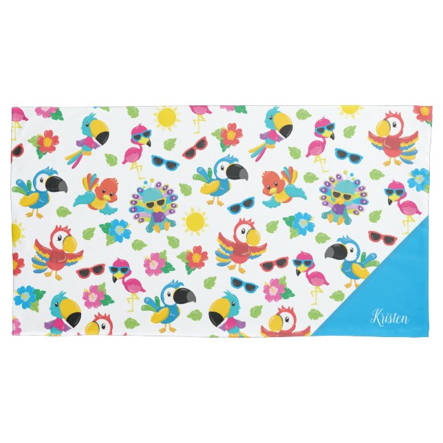 Lindos Pássaros Tropicais Padrão de Paraíso Colori (Frente)