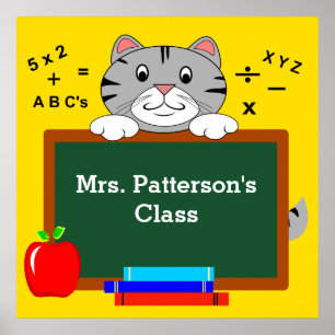 Lindos Pôsteres de Sala de Aula do Gatinho Fofo